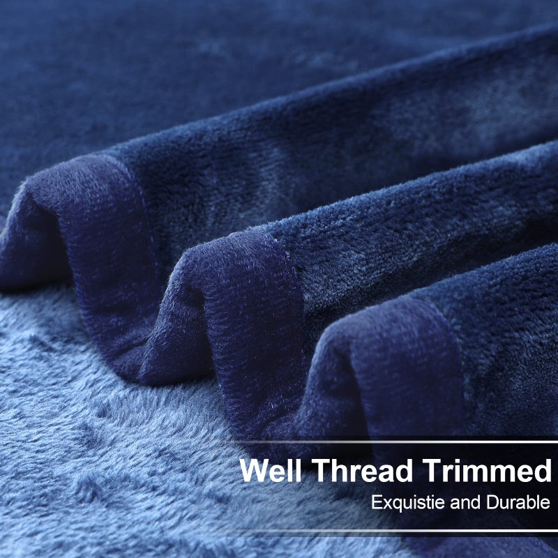 EASELAND Soft Queen Size Blanket Warm Fuzzy Microplush Lightweight Thermal Fleece Blankets for Couch Bed Sofa,90x90 Inches,Dark Blue - Image 5