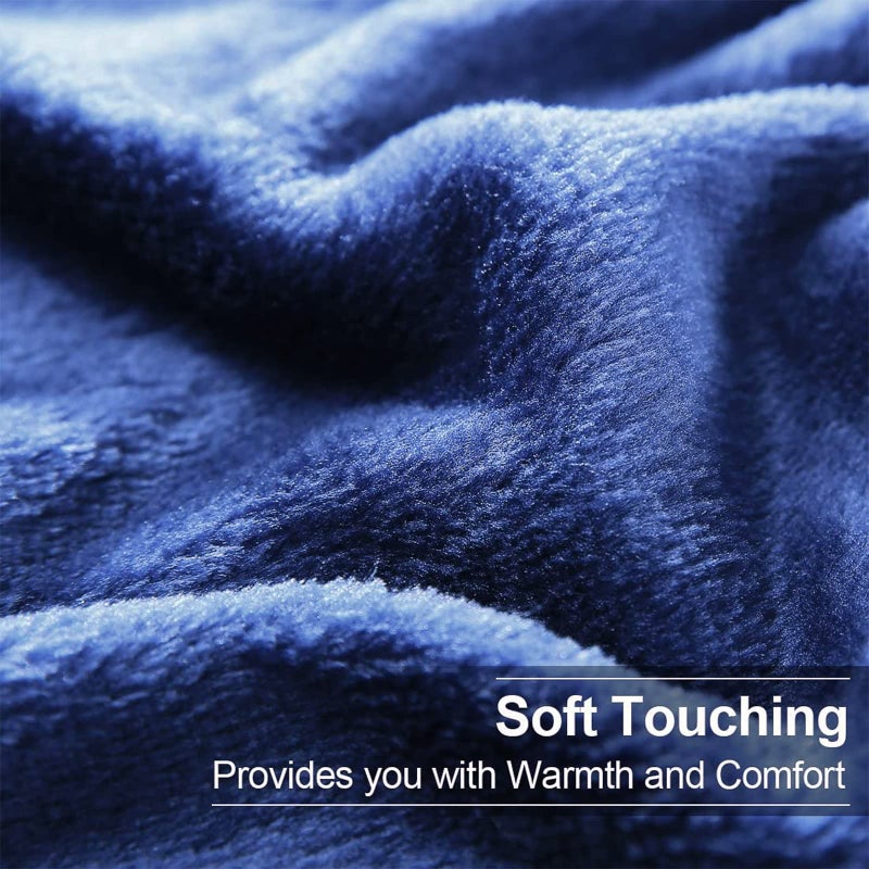 EASELAND Soft Queen Size Blanket Warm Fuzzy Microplush Lightweight Thermal Fleece Blankets for Couch Bed Sofa,90x90 Inches,Dark Blue - Image 4