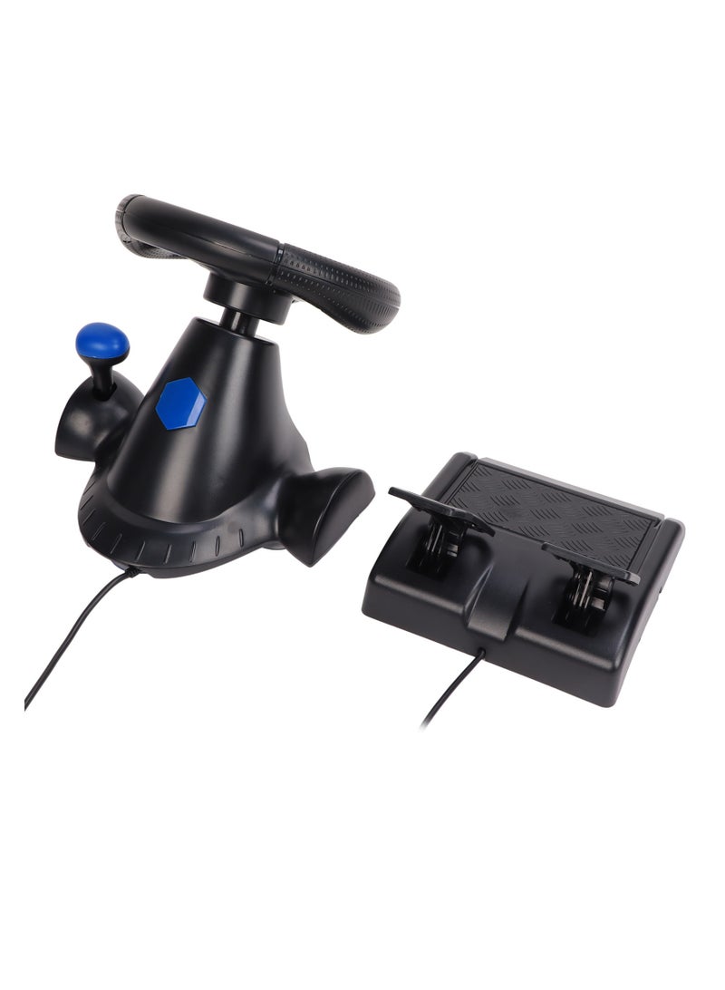 Gaming Steering Wheel 180 Degree Rotation Multifunctional 3 in 1 Game Racing Wheel with Pedals for PC - Image 5