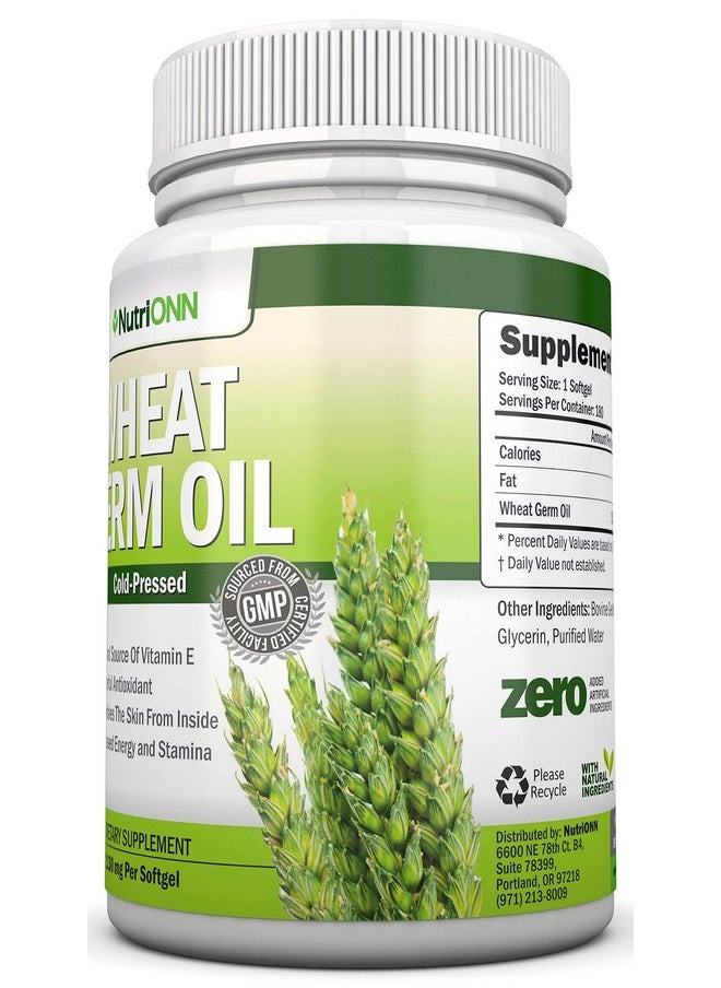 NutriONN Wheat Germ Oil 1130Mg 180 Softgels Coldpressed & Non Gmo Natural Source Of Vitamin E Nourished Skin And Healthy Hair Heart Health Powerful Antioxidant Increased Energy And Stamina  - Image 5