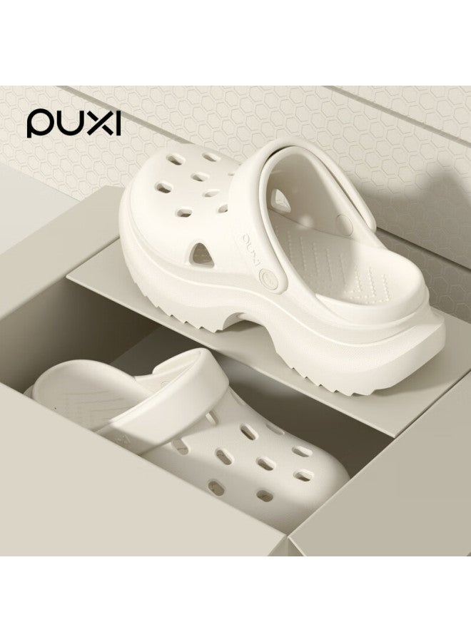 Park Xi Paxi Summer Beach Thick-soled Height-increasing Small Size Women's Casual Hollow Shoes Pearl White 34-35 - Image 1