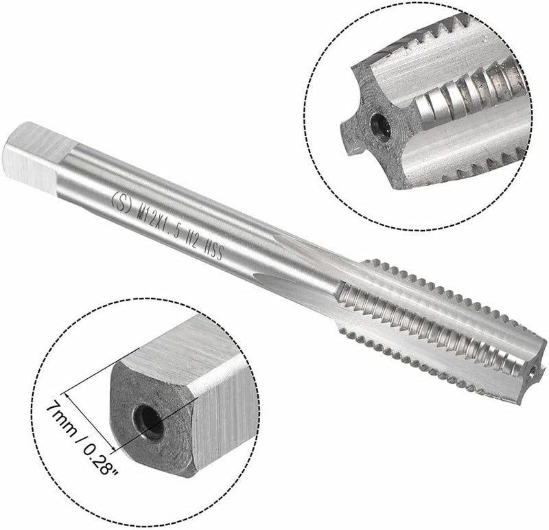 Mactoom 12mm x 1.5 HSS Metric Tap and Die Set Right Hand Thread,Tapping DIY Tool 3pcs (M12 x 1.5mm) - Image 3