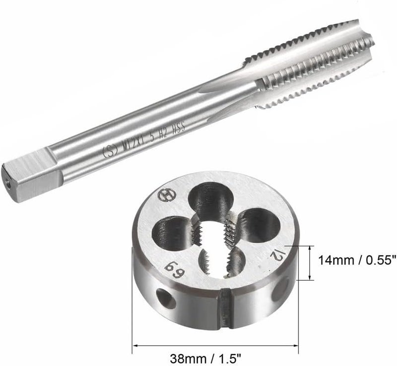 Mactoom 12mm x 1.5 HSS Metric Tap and Die Set Right Hand Thread,Tapping DIY Tool 3pcs (M12 x 1.5mm) - Image 2