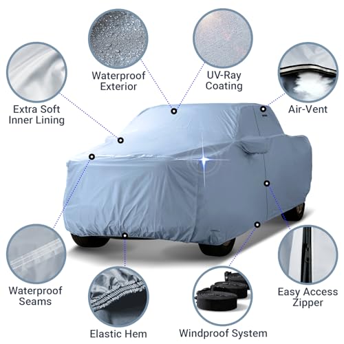 iCarCover 30-Layer Premium Truck Car Cover Waterproof All Weather | Rain Snow UV Sun Protection Full Car Covers | F-250 Super Duty, Ram 1500 Classic, Silverado, Sierra 2500, Size T80 (See Size Chart) - Image 3