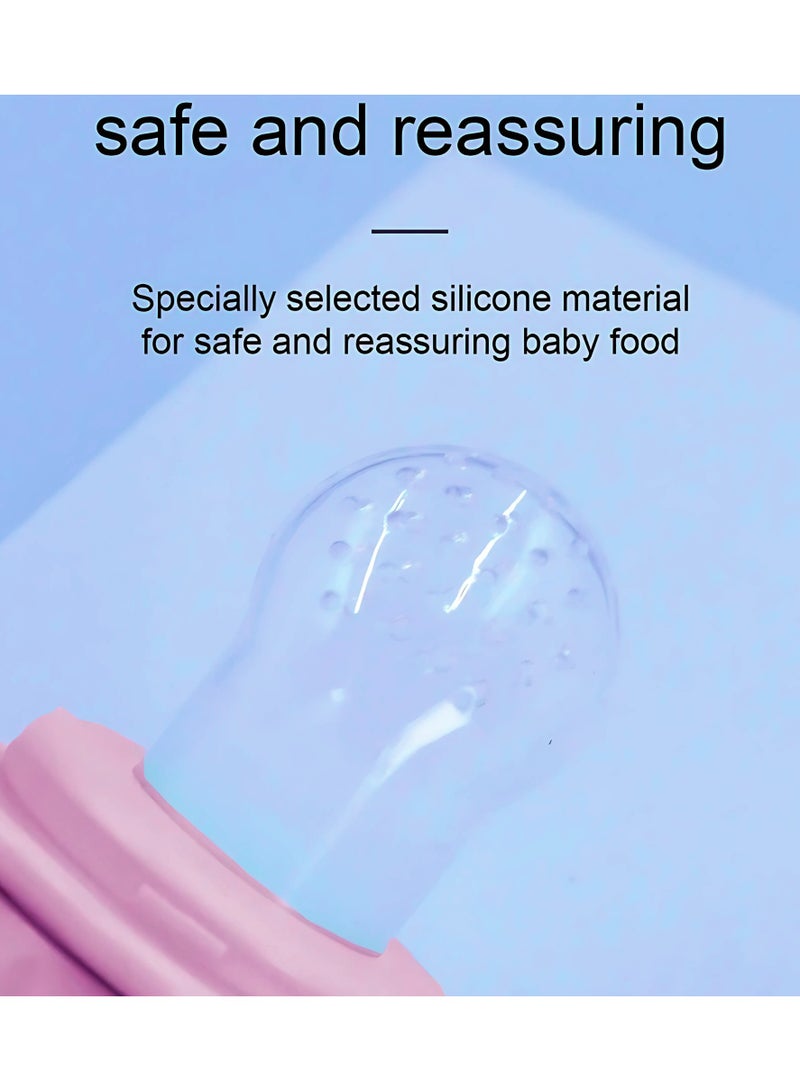 Twisoo Silicone Infant Fruit Feeder - BPA Free Silicone Mesh Nipple - Safe Fresh Vegetable & Fruit Feeder for Babies, Easy to Hold, Ideal for Weaning & Teething (Pink) - Image 4