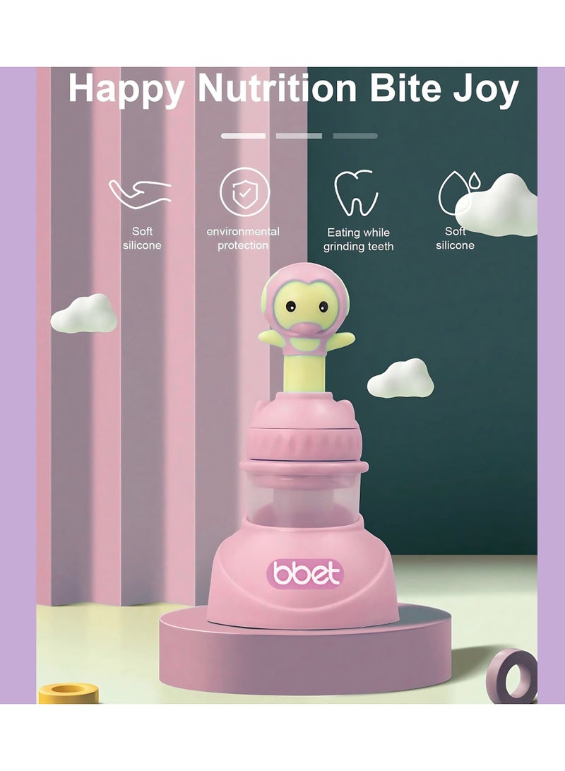 Twisoo Silicone Infant Fruit Feeder - BPA Free Silicone Mesh Nipple - Safe Fresh Vegetable & Fruit Feeder for Babies, Easy to Hold, Ideal for Weaning & Teething (Pink) - Image 5
