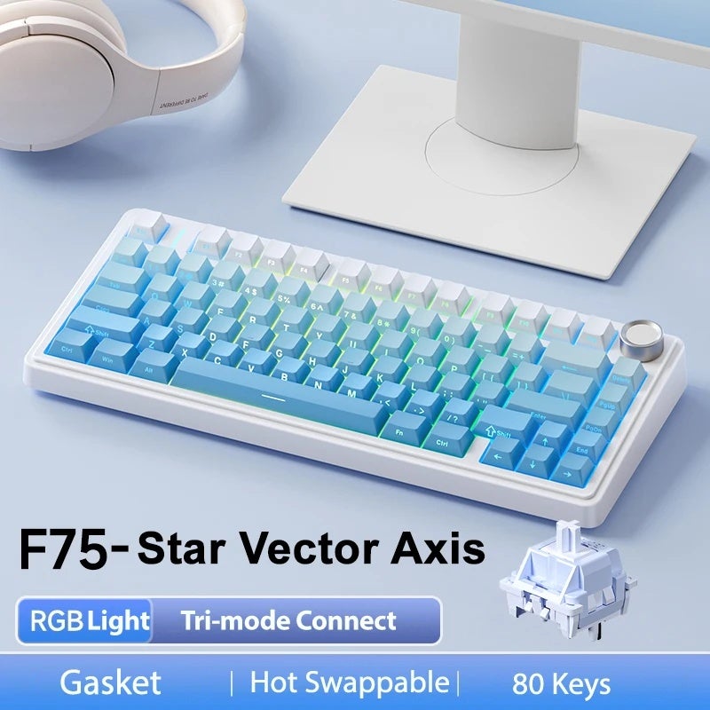 Aula F75 Pro Wireless Mechanical Gaming Keyboard, 75% Layout, Gasket Mounted, Side-Engraved PBT Keycaps, RGB - Image 1