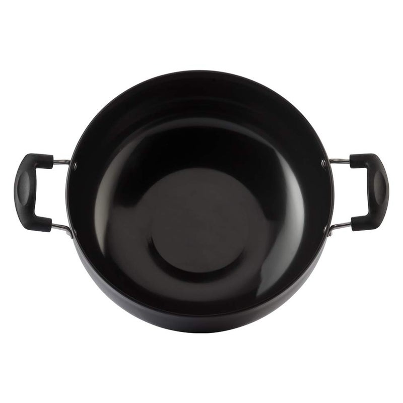 VINOD Vinod Black Pearl Hard Anodised Non Stick Deep Kadhai with Glass Lid 16 LTR 18 cm 325mm Thickness kadai for Cooking Metal Spoon Friendly 2 Year Warranty  - Image 3