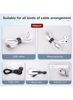 PEGANT 20Pcs Reusable Velcro Fastening Cable Management Straps Wire Ties Hook And Loop Adjustable Fastening Cord Organizer For Tidy Electronics Accessories  - Image 2