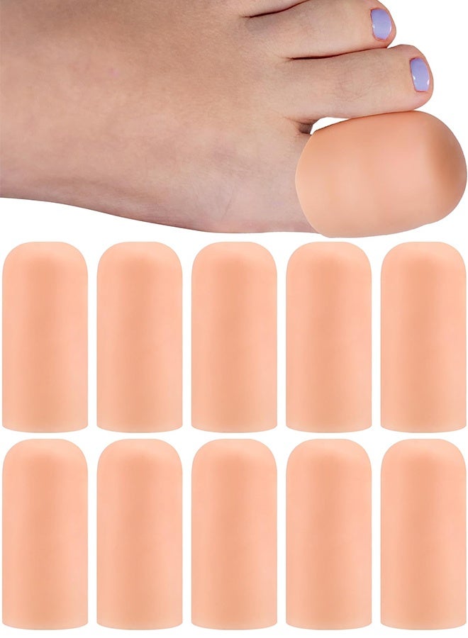 10 PCS Soft Gel Toe Caps Elastic Toe Protectors for Big Toe Toenail Cushions Toe Sleeves for Ingrown Toenails Missing Toenails, Corns, Calluses, Hammer Toes - Image 1