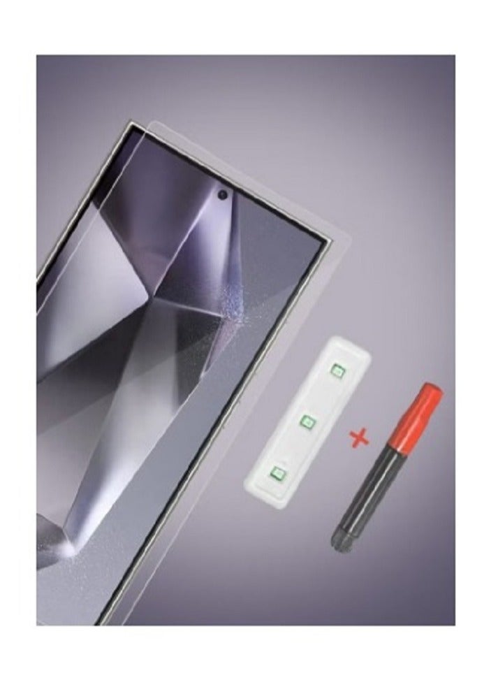 توكين واقي شاشة من الزجاج المقوى بتغطية كاملة من الغراء السائل بالأشعة فوق البنفسجية لهاتف Samsung Galaxy S24 Plus - شفاف - Image 2