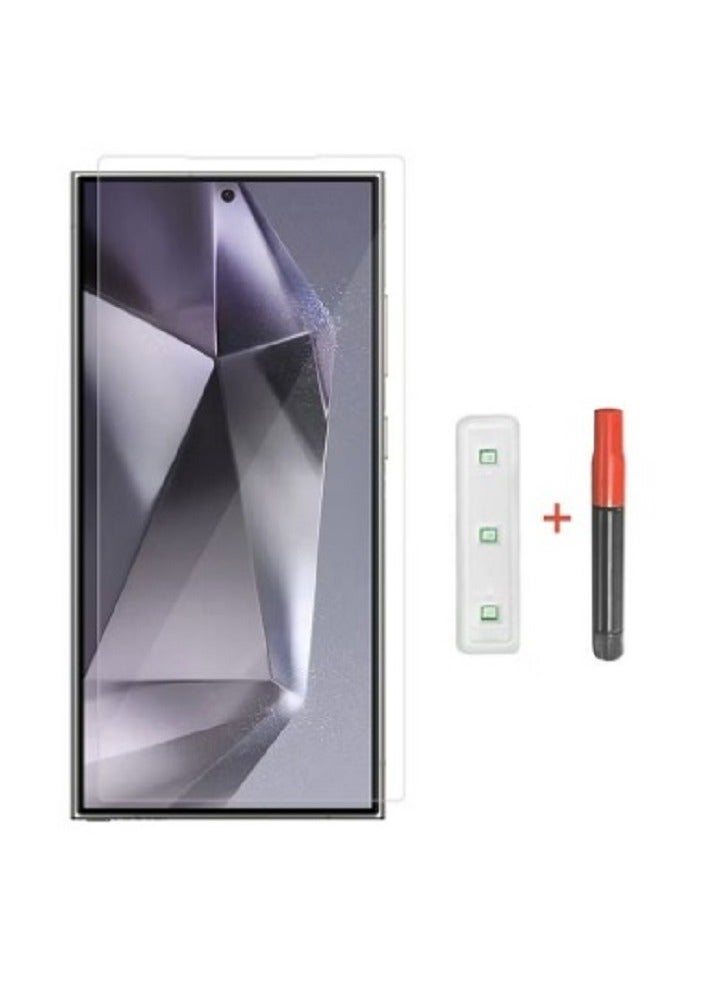 توكين واقي شاشة من الزجاج المقوى بتغطية كاملة من الغراء السائل بالأشعة فوق البنفسجية لهاتف Samsung Galaxy S24 Plus - شفاف - Image 1