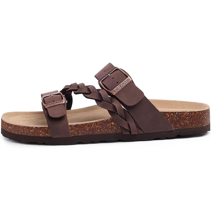 KIDMI Women's Cork Footbed Sandals with Arch Support Comfortable Slip-On Slide Sandals With Adjustable Buckle for Summer - Image 4