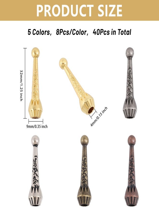 CHGCRAFT 40Pcs 5 Colors Bolo Tie Tips Replacement End Charms Alloy Cord End for Bolo Tie Making Fashion Findings for Neckalce DIY Crafts Clothes Decor - Image 2