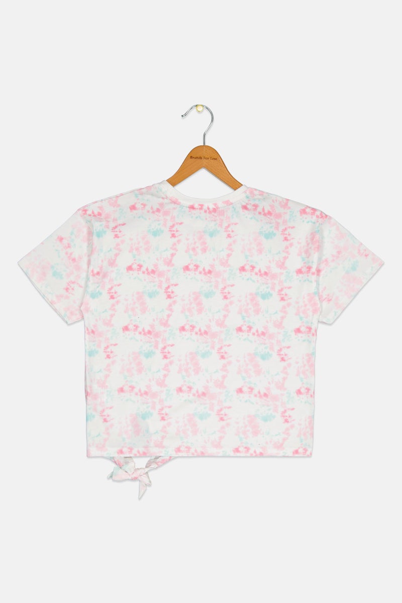 Hamleys Kids Girl Crew Neck Short Sleeves Tie Dye Top, Multicolor - Image 3