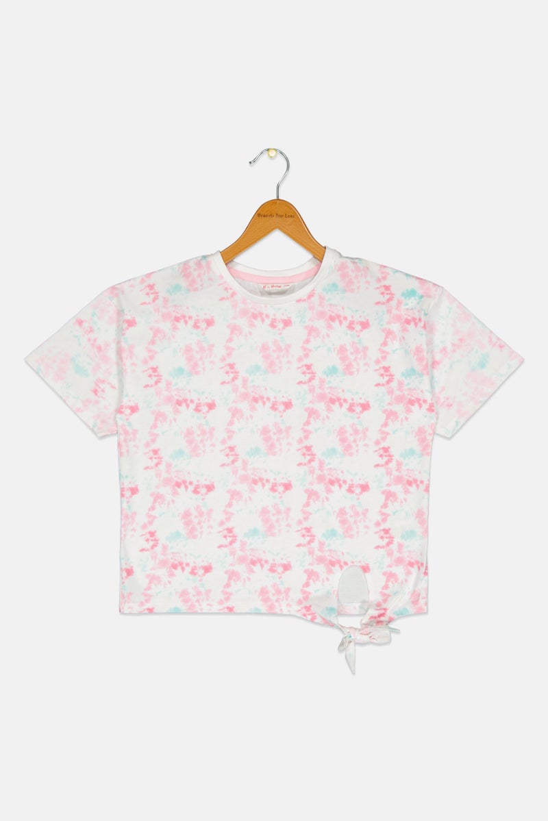 Hamleys Kids Girl Crew Neck Short Sleeves Tie Dye Top, Multicolor - Image 2