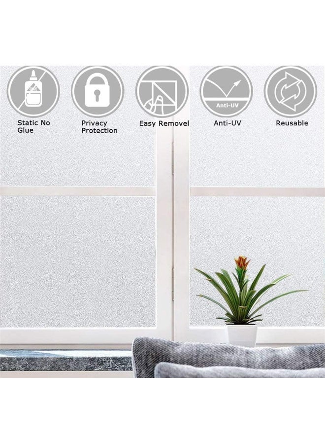 Home Trove Niviy Etched Privacy Window Film Frosted Glass Static Cling Non Adhesive Window Frost Film for Home Office, 23.6 inch x 157 inch  - Image 5