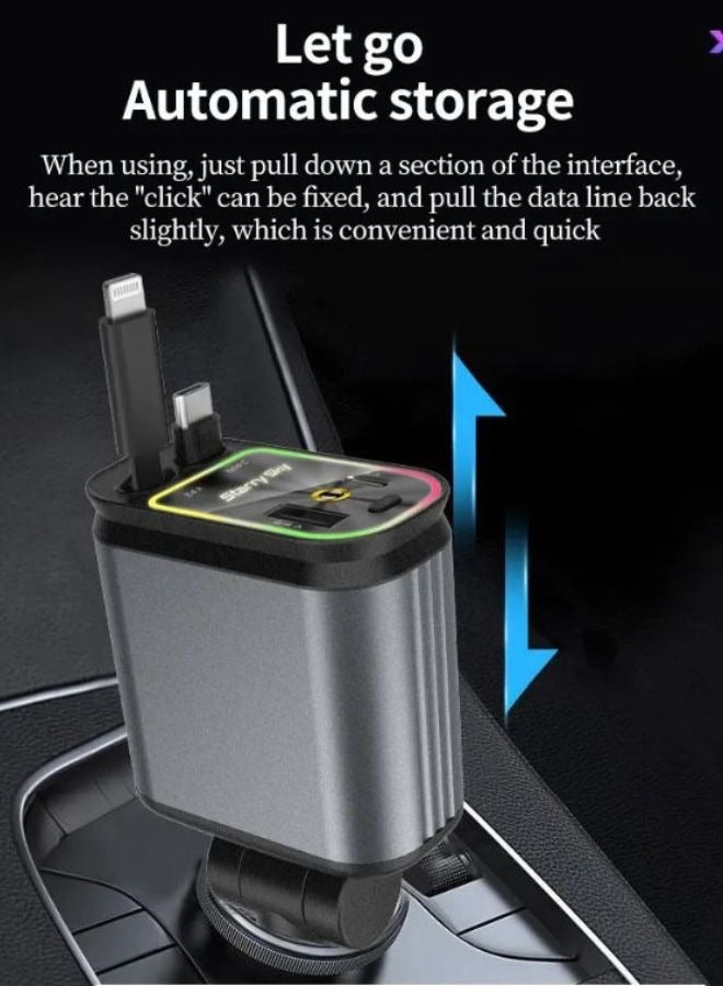 بيتشو شاحن سيارة، شاحن سيارة قابل للسحب 4 في 1 - Image 4