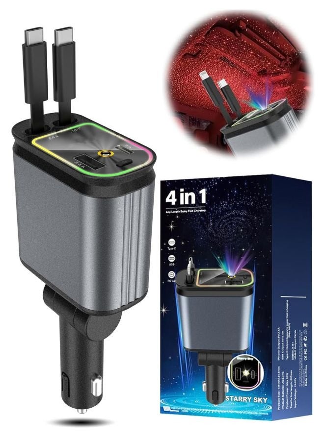 بيتشو شاحن سيارة، شاحن سيارة قابل للسحب 4 في 1 - Image 1