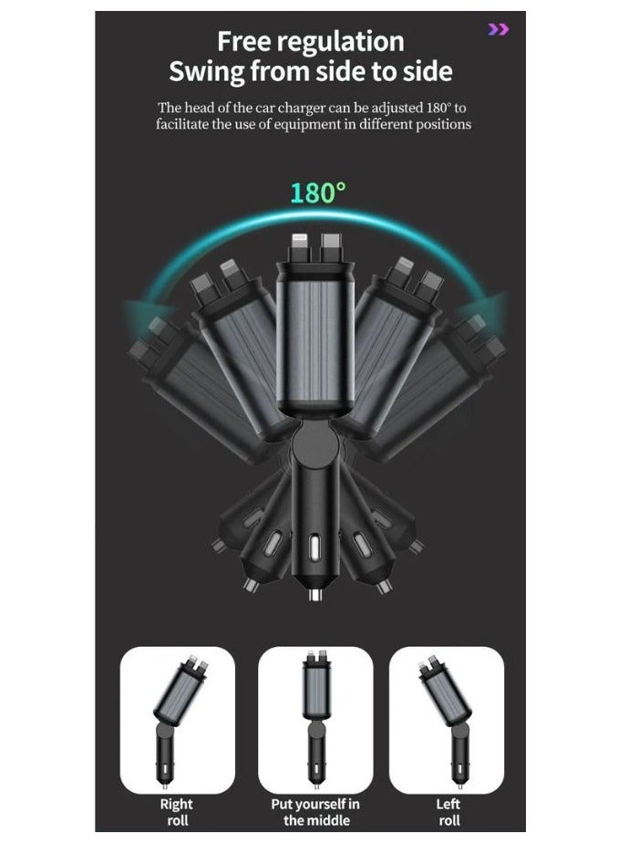 بيتشو شاحن سيارة، شاحن سيارة قابل للسحب 4 في 1 - Image 5