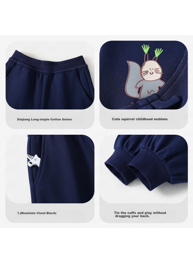 Mqdmini Children's Clothing, Kids' Pants For Spring And Autumn, Boys And Girls Sweatpants, 5a Antibacterial, Loose-fitting Joggers, Casual Pants, Squirrel And Mushroom Patter - Image 2