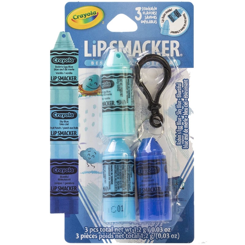 Lip Smacker Crayola Crayon Stackable Flavored Clear Lip Balm Blue Moisturizing Soothing
