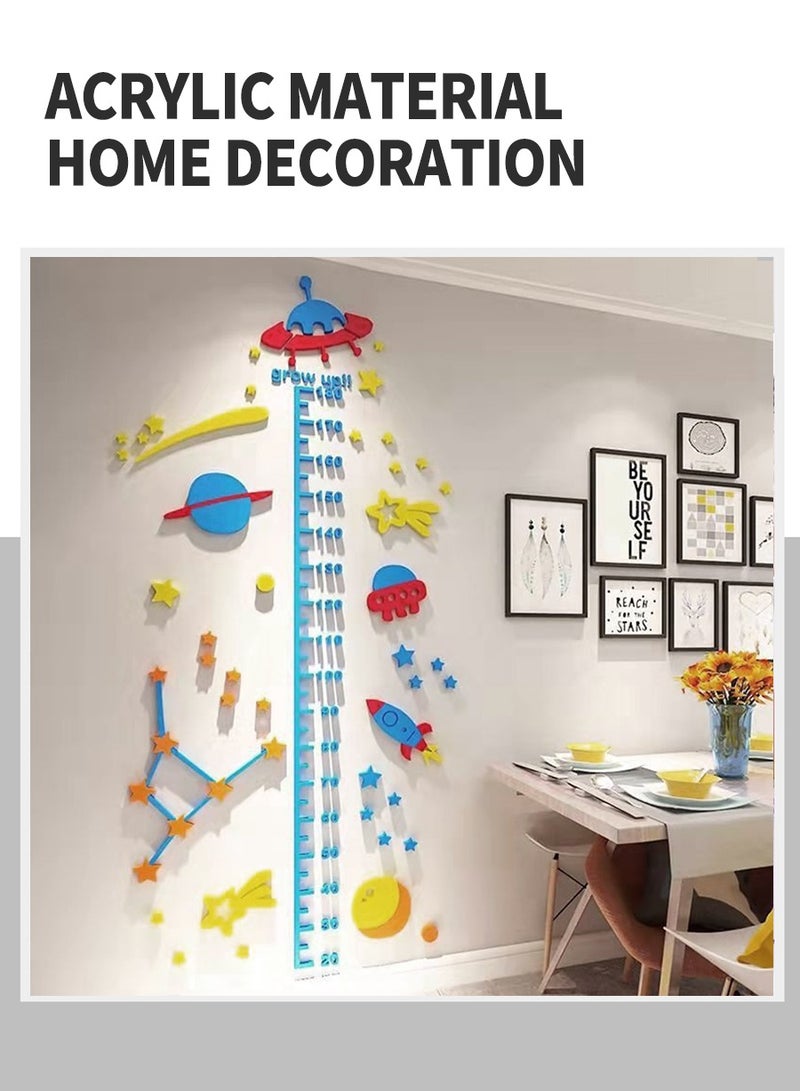 BEIRUI ملصقات جدارية ثلاثية الأبعاد لقياس طول الأطفال، ملصقات جدارية أكريليك ثلاثية الأبعاد، أنماط كرتونية لطيفة، ديكور غرفة الأطفال، ورق جدران لقياس الطول - Image 2