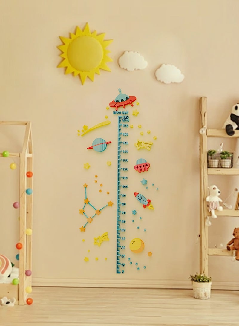 BEIRUI ملصقات جدارية ثلاثية الأبعاد لقياس طول الأطفال، ملصقات جدارية أكريليك ثلاثية الأبعاد، أنماط كرتونية لطيفة، ديكور غرفة الأطفال، ورق جدران لقياس الطول - Image 5