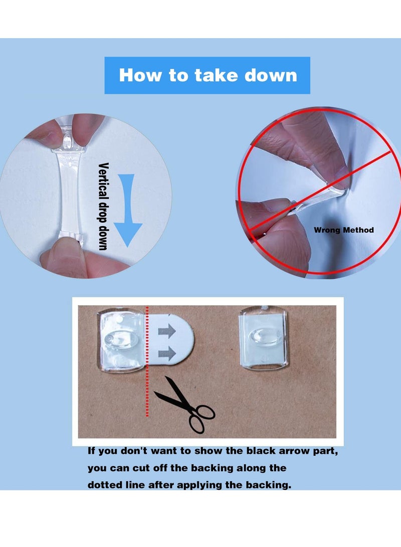 Excefore Transparent Fairy Light Hooks, 40 Pcs Mini Clear Sticky Hooks & 48 Removable Small Self Adhesive Strips - Image 5