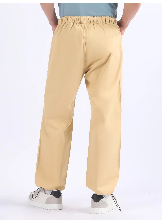Beyoung Beige Double Pleated Cargo Joggers