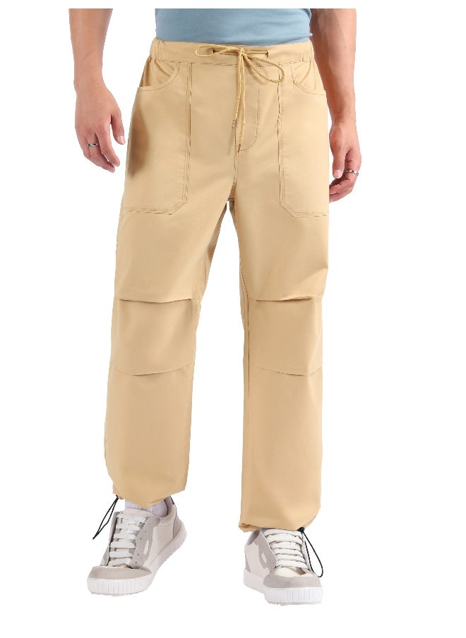 Beyoung Beige Double Pleated Cargo Joggers  - Image 3