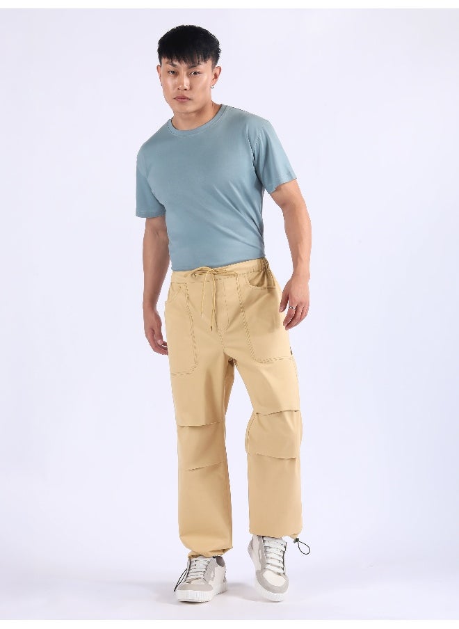 Beyoung Beige Double Pleated Cargo Joggers  - Image 5