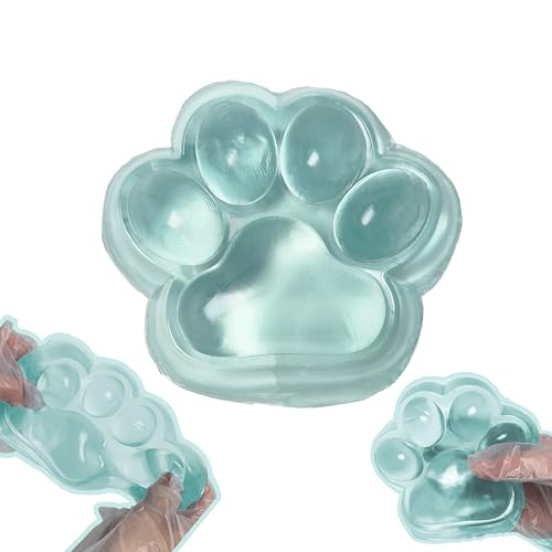Chicooan Large Cat Paw Taba Squishy Squeeze Toys 5inch Green Cute Fufu Squishy Sensory Stress Relief Fidget Toys for Party Favors Sensory Anxiety Toys for Adults Transparent Green - Image 1
