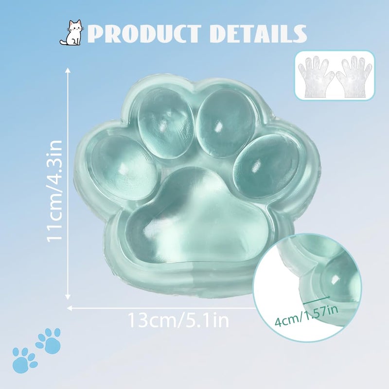 Chicooan Large Cat Paw Taba Squishy Squeeze Toys 5inch Green Cute Fufu Squishy Sensory Stress Relief Fidget Toys for Party Favors Sensory Anxiety Toys for Adults Transparent Green - Image 5