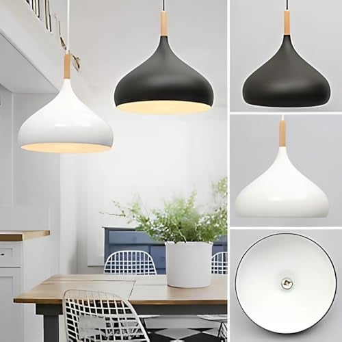 twixle Aluminium Ceiling Light, Circular Shape Hanging Light for Dining Table, Living Room, Bedroom, Restaurant, Office, Cafe, White Pendant Lamp (White Pendant) (Pack of 1) (with Bulb) - Image 3