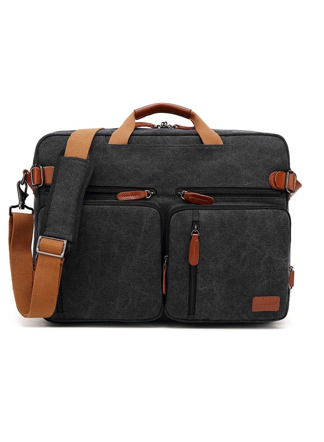 كول بيل أجهزة الكمبيوتر المحمولة للرجال والنساء حقيبة الظهر القابلة للتحويل حقيبة الكتف الرسول حقيبة الكمبيوتر المحمول حقيبة اليد حقيبة الأعمال متعددة الوظائف حقيبة السفر حقيبة قماش مناسبة لـ 17.3 بوصة (أسود) - Image 1