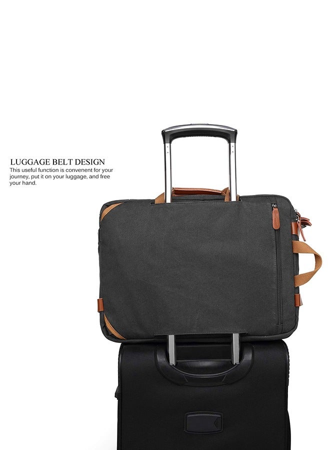 كول بيل أجهزة الكمبيوتر المحمولة للرجال والنساء حقيبة الظهر القابلة للتحويل حقيبة الكتف الرسول حقيبة الكمبيوتر المحمول حقيبة اليد حقيبة الأعمال متعددة الوظائف حقيبة السفر حقيبة قماش مناسبة لـ 17.3 بوصة (أسود) - Image 5