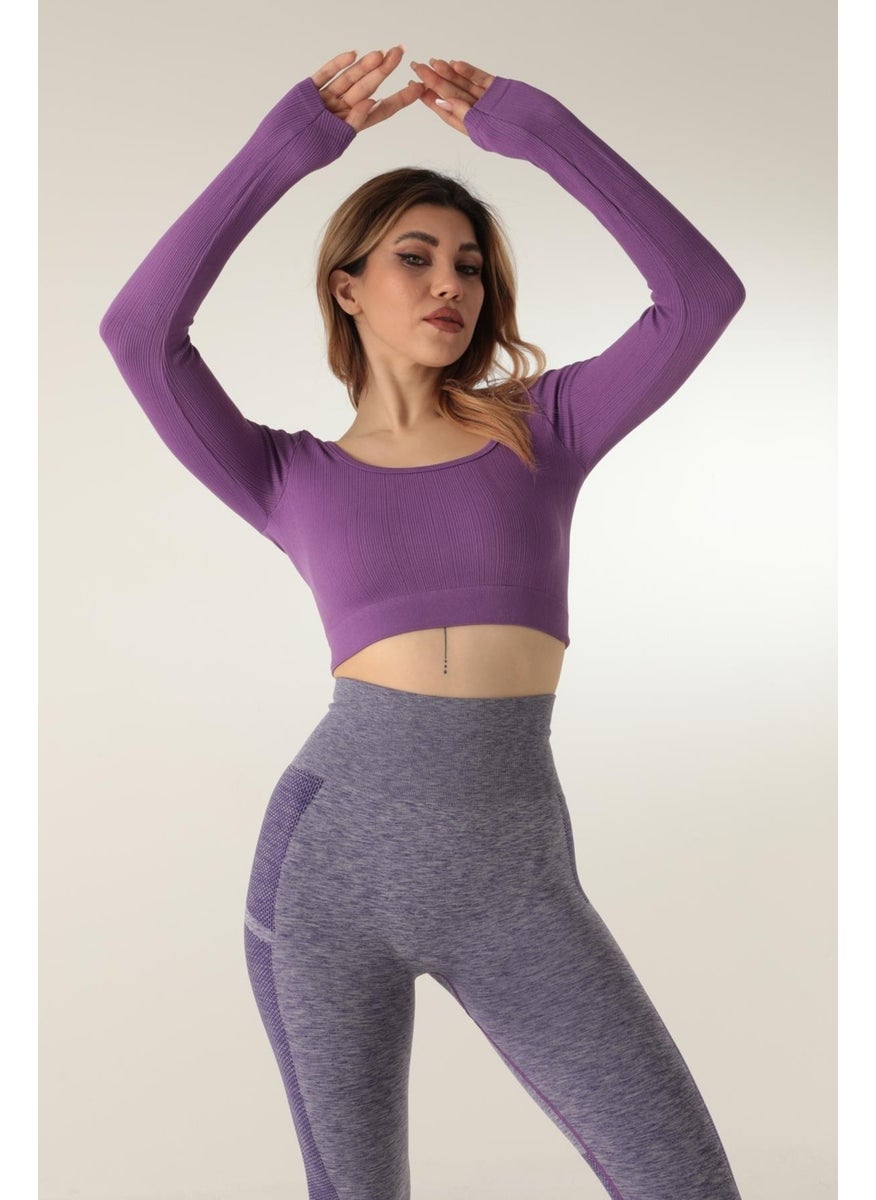 DoReMi Long Sleeve Square Neck Ribbed Crop  - Image 4