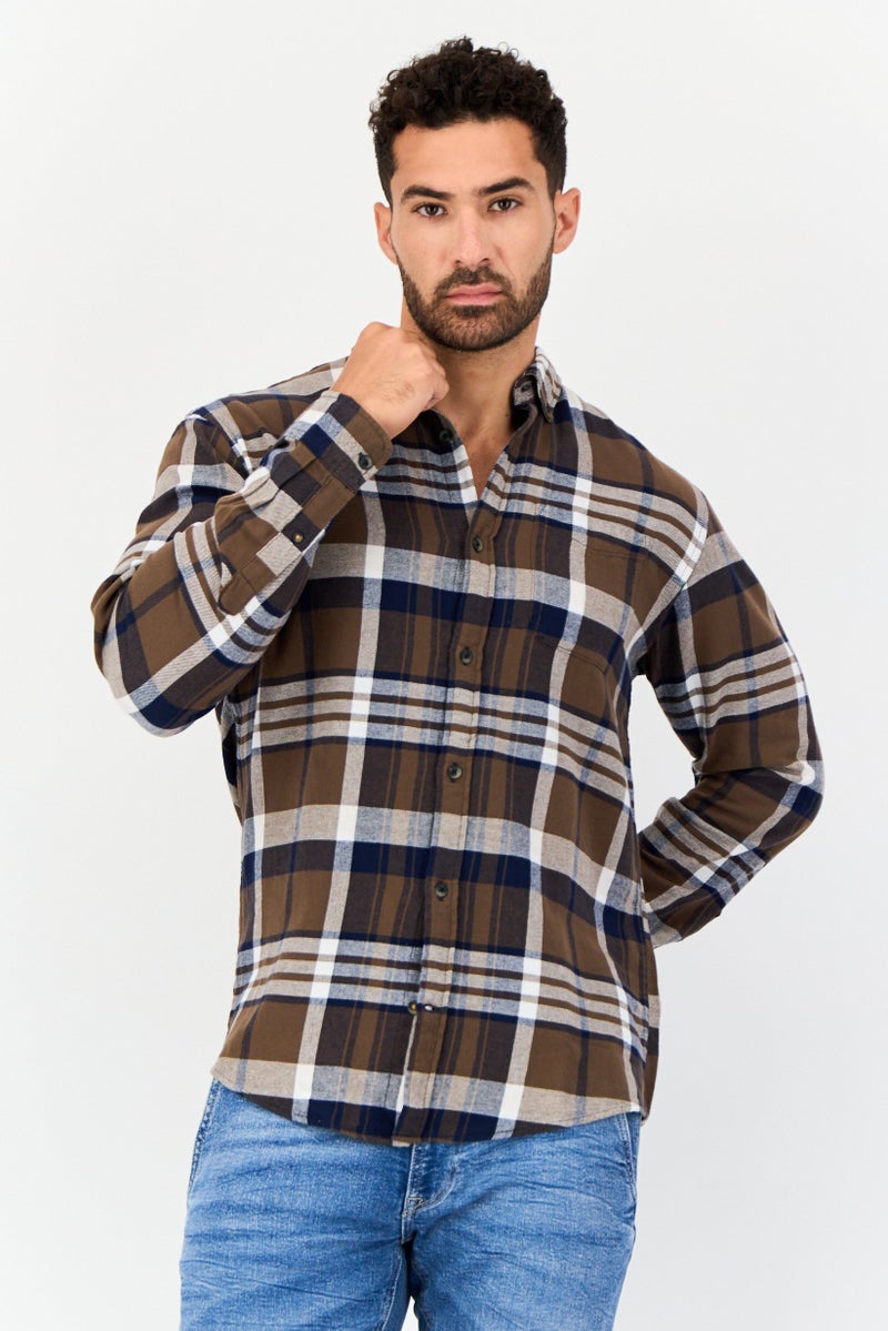Jack Jones Men Regular Fit Long Sleeve Plaid Casual Shirt, Multicolor  - Image 1
