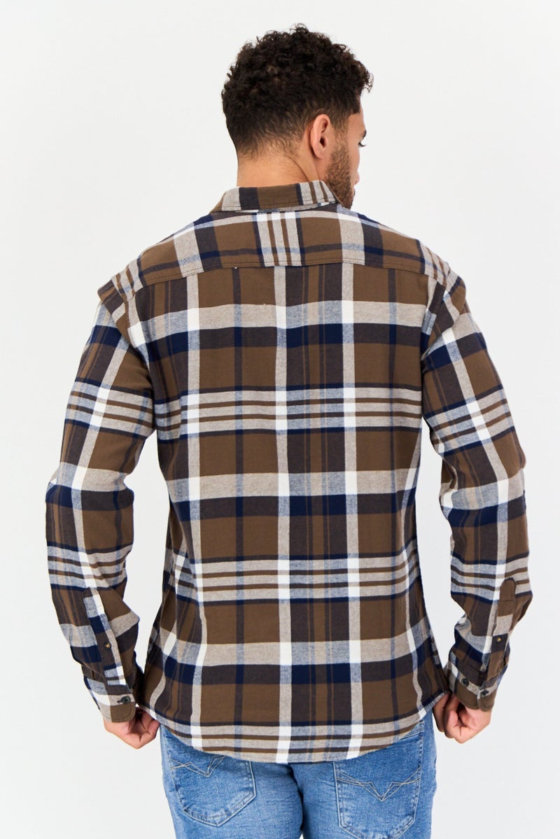 Jack Jones Men Regular Fit Long Sleeve Plaid Casual Shirt, Multicolor  - Image 3