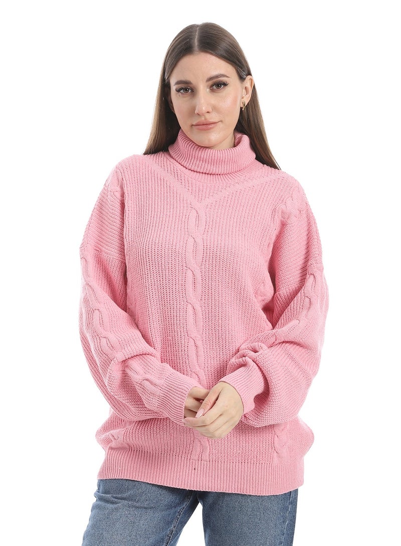 سيزار بلوفر صوف حريمي سادة برقبة عالية وتصميمات متعددة - Image 2