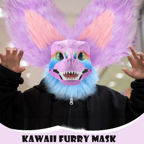 Seenelling 13 Pcs DIY Dino Mask Kit Hard Plastic Dinosaur Mask Furry Therian Dino Costume Kit Animal Dinosaur Party Costume(Cute Color) - Image 3