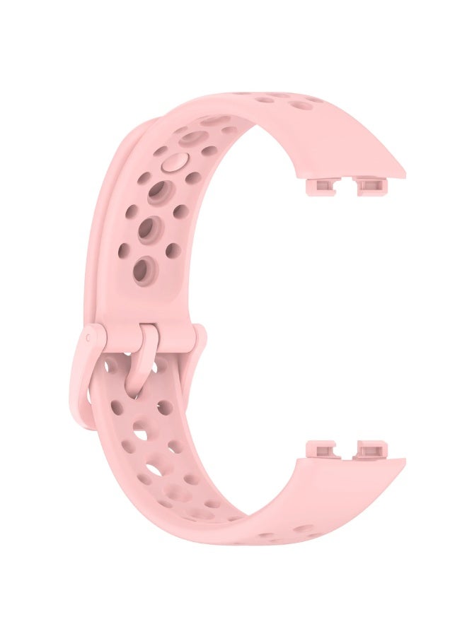 Watchband for Huawei Band 8/9/10 Soft Replacement Silicone Strap Wristband Breathable Bracelet Smart Watch (Pink) - Image 2