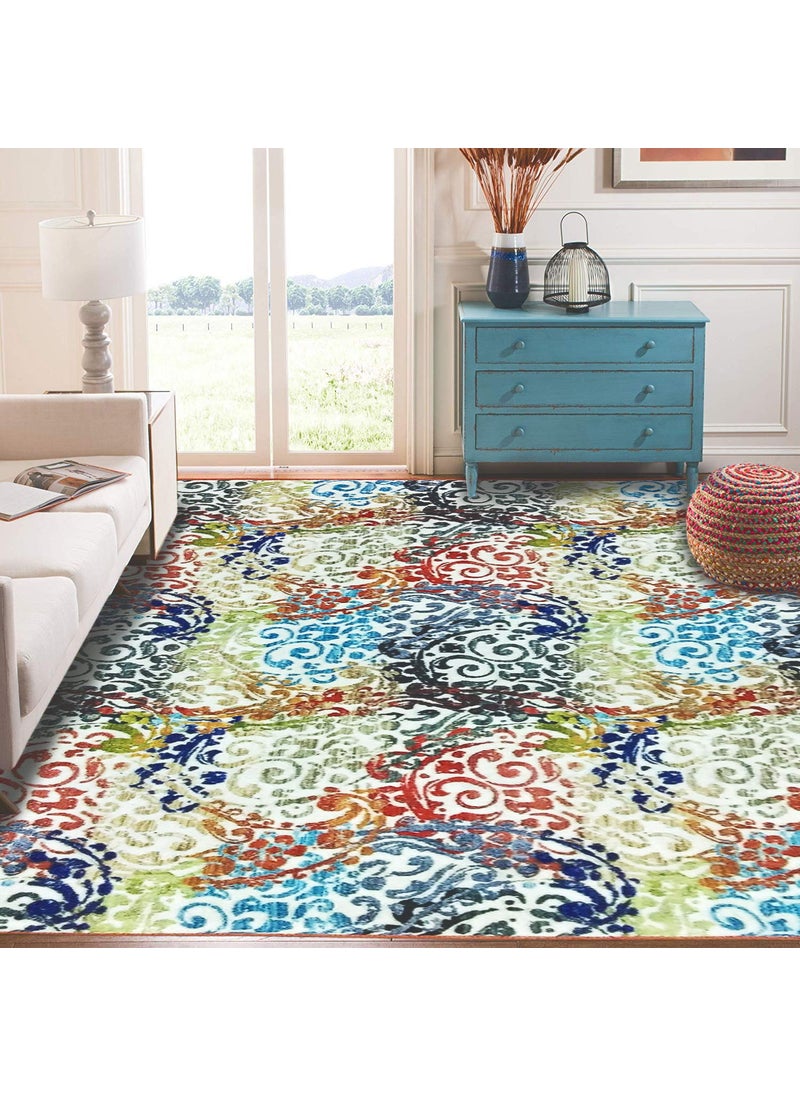 Status Contract Status Contract Polyester 3D Printed Carpet Rug Runner with Anti Slip Backing (3 X 5 ft/Small, Multicolour)  - Image 1