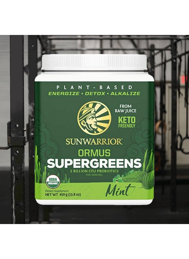 Sunwarrior Sunwarrior Vegan Organic Greens Probiotic Powder | 2 Billion CFU Probiotics Organic Raw Juice Soy Free Gluten Free Dairy Free Sugar Free Kosher | Mint 90 Servings | Ormus Supergreens  - Image 2