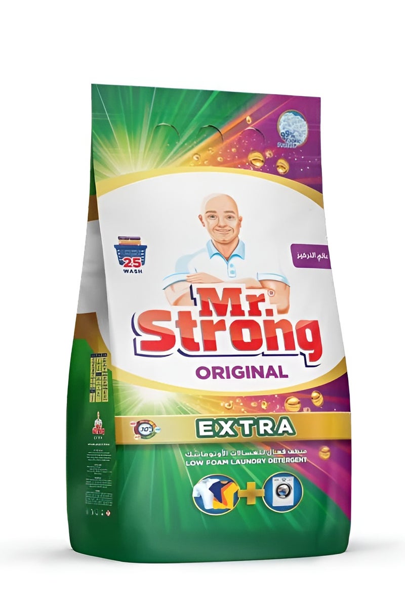 Mr. Strong Original Laundry Detergent Powder 2kg – Low Foam – 25 Washes – Powerful Stain Removal – Color Protection – Long-Lasting Freshness – Suitable for All Fabrics – Front & Top Load Machines