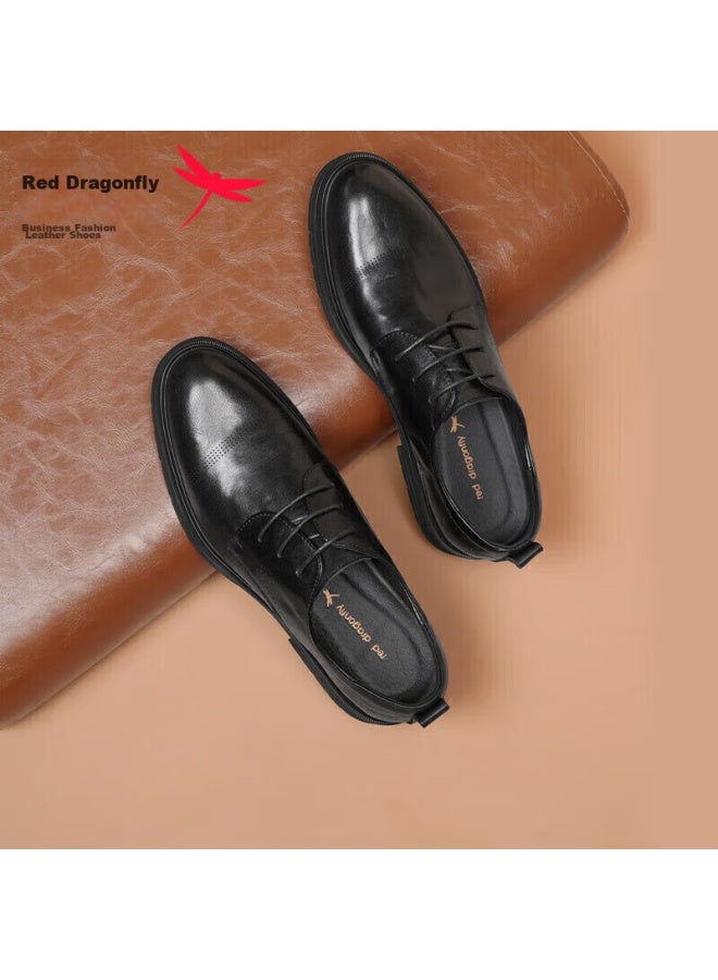 RED DRAGONFLY Hongqingting Formal Leather Business Shoes For Men, Cowhide Wedding Shoes, Groom Shoes, Derby Shoes, Wta43677, Black, Size 42 - Image 3