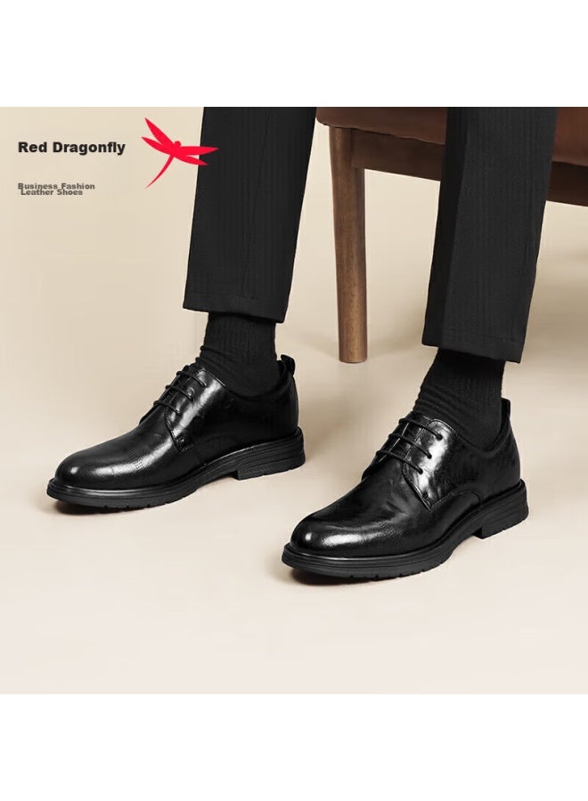 RED DRAGONFLY Hongqingting Formal Leather Business Shoes For Men, Cowhide Wedding Shoes, Groom Shoes, Derby Shoes, Wta43677, Black, Size 42 - Image 4
