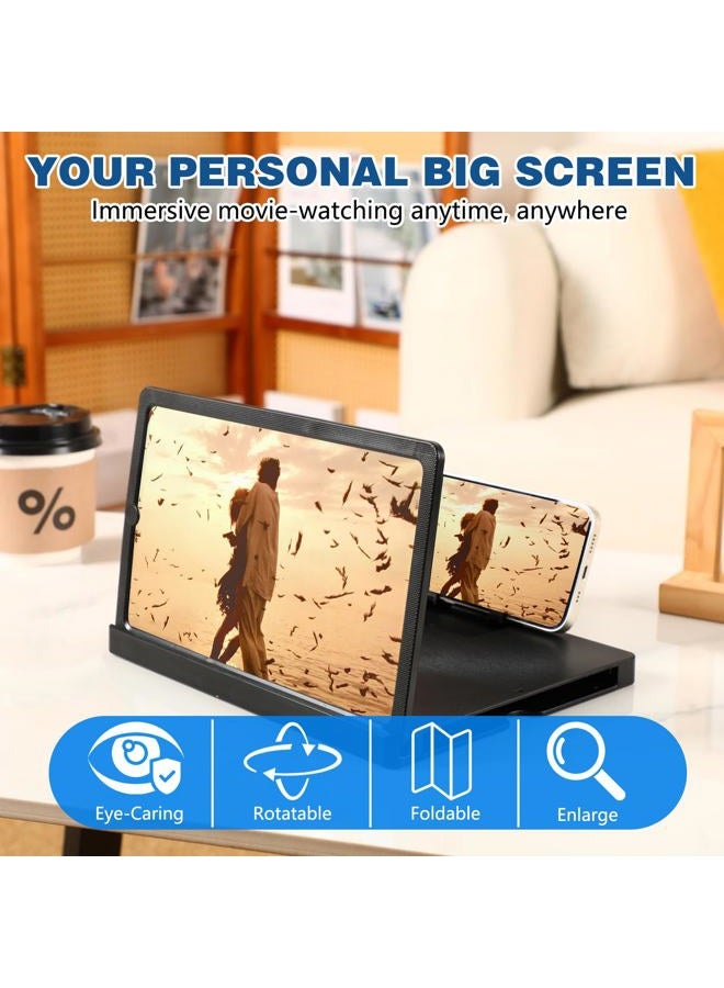 BSpecter Screen Magnifier for Cell Phone, 2026 New 3D HD Magnifing Screen Enlarger Projector for Movies Videos and Gaming, Foldable Phone Stand Holder with Screen Magnifier Compatible with All Phones (10 in) - Image 2