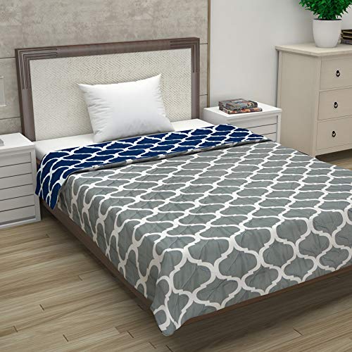 Divine Casa 120 GSM Single Size Reversible Microfiber Comforter Set of 2 | All-Season Lightweight AC Blanket | 230 x 140 CM | Cozy & Durable | Moroccan | Deep Blue - Image 3